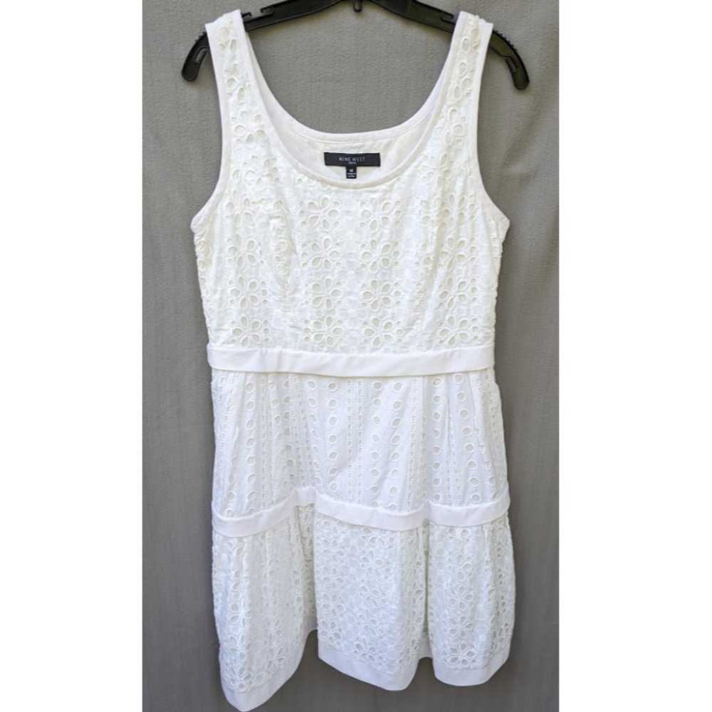 Nine West White Eyelet Fully Lined Sundress Size 14